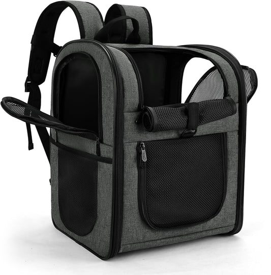 Apollo Walker Pet Carrier Backpack for 4-15lb Cats and Dogs, Puppies, Safety Features and Cushion Back Support | for Travel, Hiking, Outdoor Use (Gray)