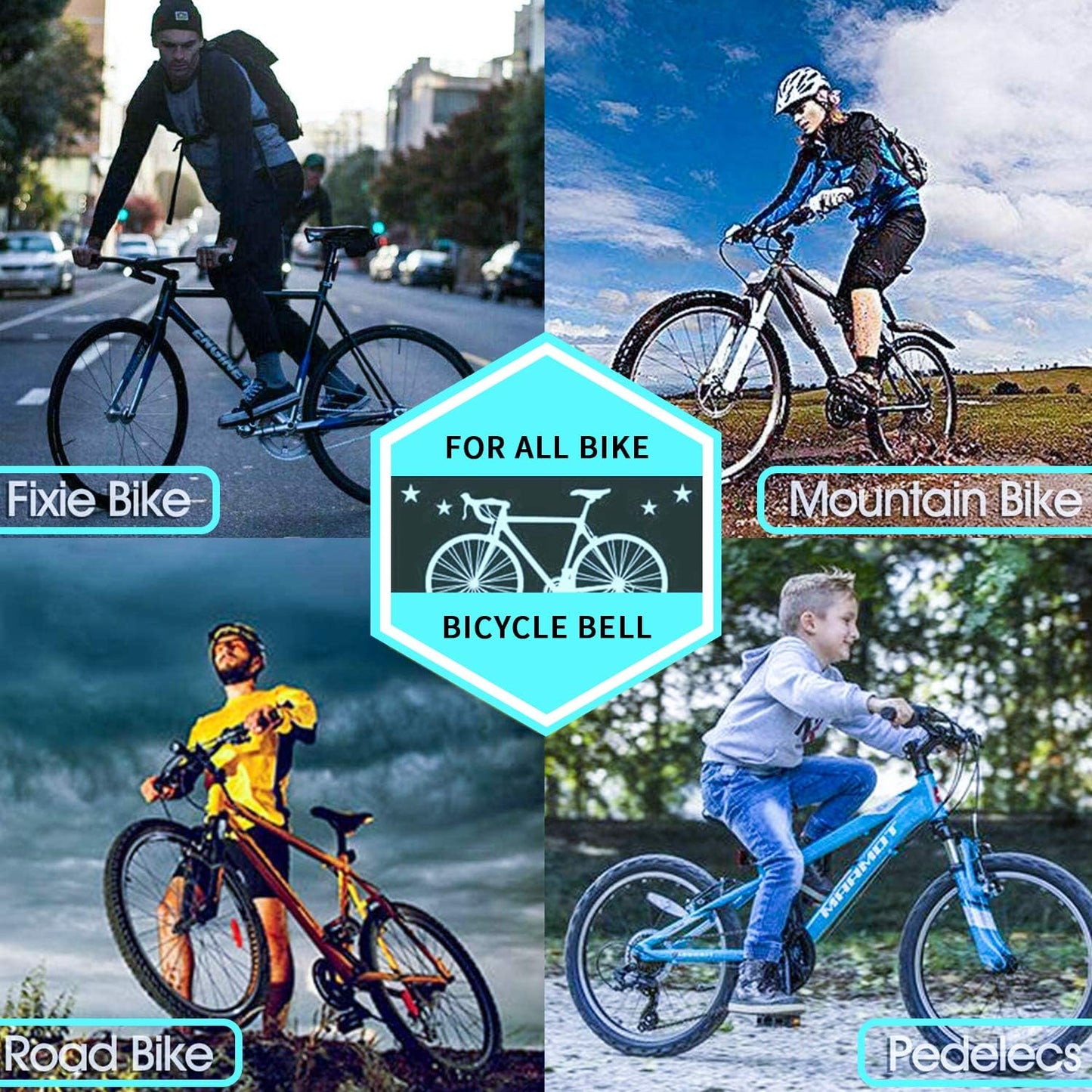 2 Pack Classic Bike Bell, Bicycle Bell Loud Crisp Clear Sound Bicycle Bike Bell City Bike BMX Bike Sports Bike for Adults Kids Right Hand/Left Hand Use