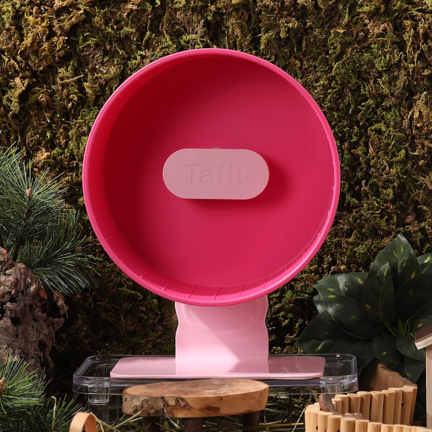 Silent Hamster Wheel 8.7 Inch Dual-Bearings Small Animals Quiet Running Exercise Wheels, Height Adjustable for Dwarf Hamsters, Gerbils, Mice, Hedgehog, or Other Small Pets,Raspberry Pink