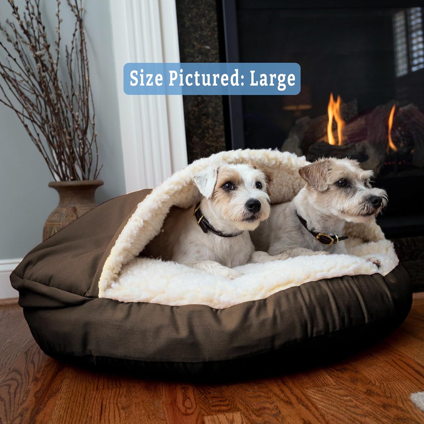 Snoozer Luxury Microsuede Cozy Cave Pet Bed, Small, Hot Fudge
