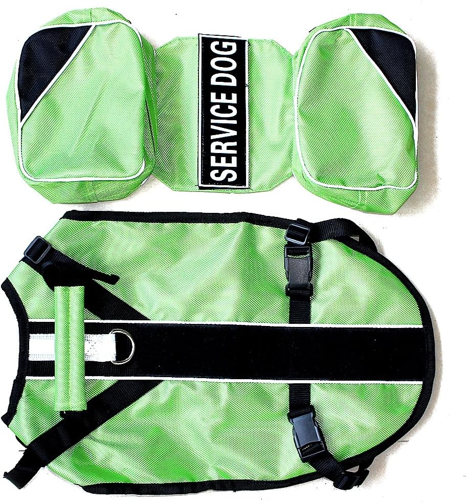 Serijoars Dog Vest Harnesses with Saddlebag Backpack for Camping & Travel - Reflective Hound Hiking Backpack Saddle Bag - Lightweight Vest Harness for Medium & Large Dogs (Green, S)