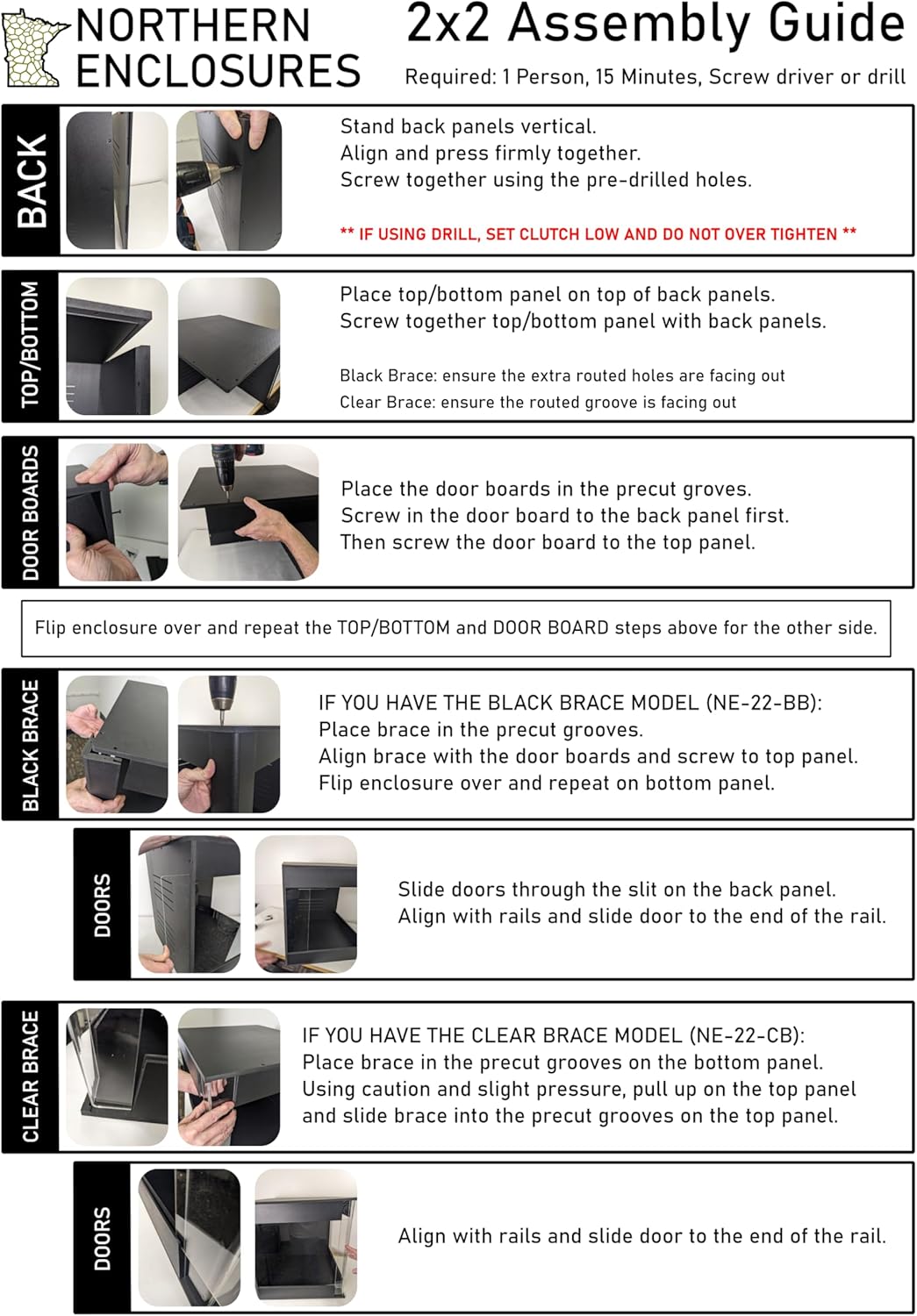 Premium PVC Reptile Enclosure, 40 Gallon, Easy Assembly, Moisture-Proof, Heat Retention, Sliding Doors, Ventilation, Bio-Active Setups, Non-Reflective Black Finish, Made in USA (Clear Brace)