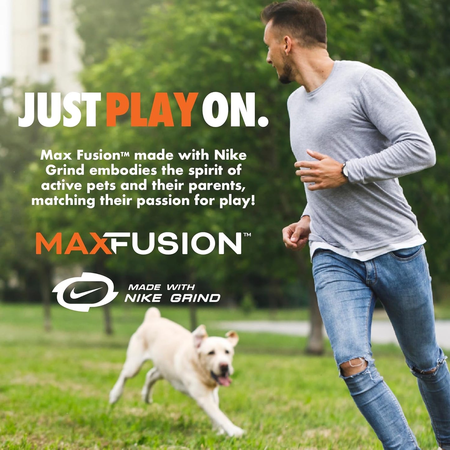 Max Fusion with Nike Grind, Arlee Rubber Bone Dog Toy, Chew Toy for Play, Fetch, Tug, M
