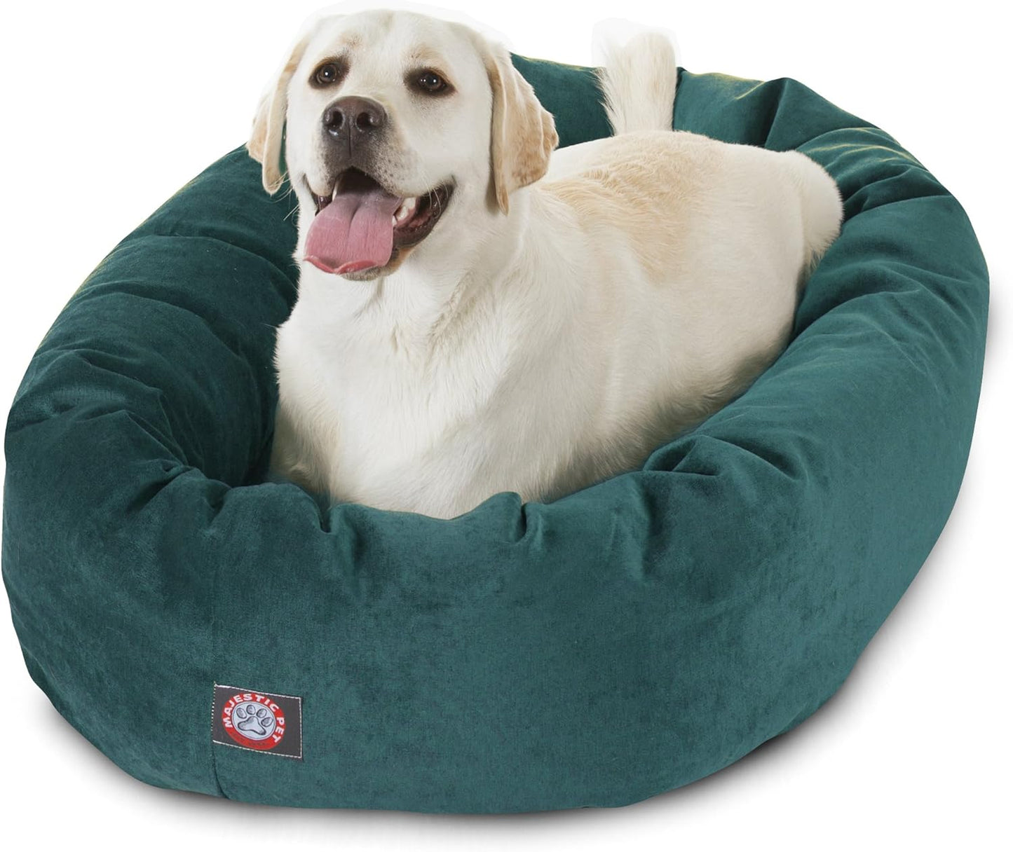 Majestic Pet 40 Inch Micro Velvet Calming Dog Bed Washable 40x29x9 (inch) – Cozy Soft Round Donut Dog Bed with Spine for Head Support - Pet Bed Large – Marine (2025)