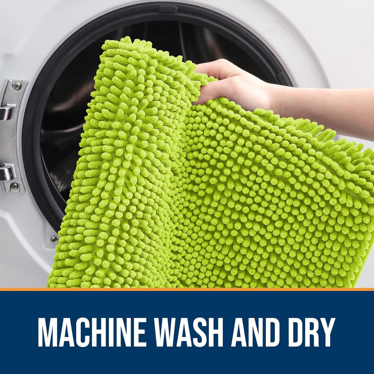 OLANLY Dog Door Mat for Muddy Paws 30x20, Absorbs Moisture and Dirt, Absorbent Non-Slip Washable Doormat, Quick Dry Chenille Mud Mat, Entry Indoor Entryway Carpet for Inside Floor, Bright Green