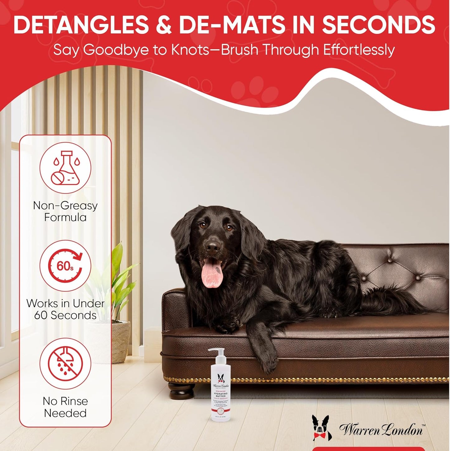 Warren London Hydrating Butter Leave in Pet Conditioner for Dogs | Lotion for Skin and Coat | Aloe Puppy & Dog Conditioner for Hair Detangler, Dry Skin, & Dandruff | Unscented 1gal