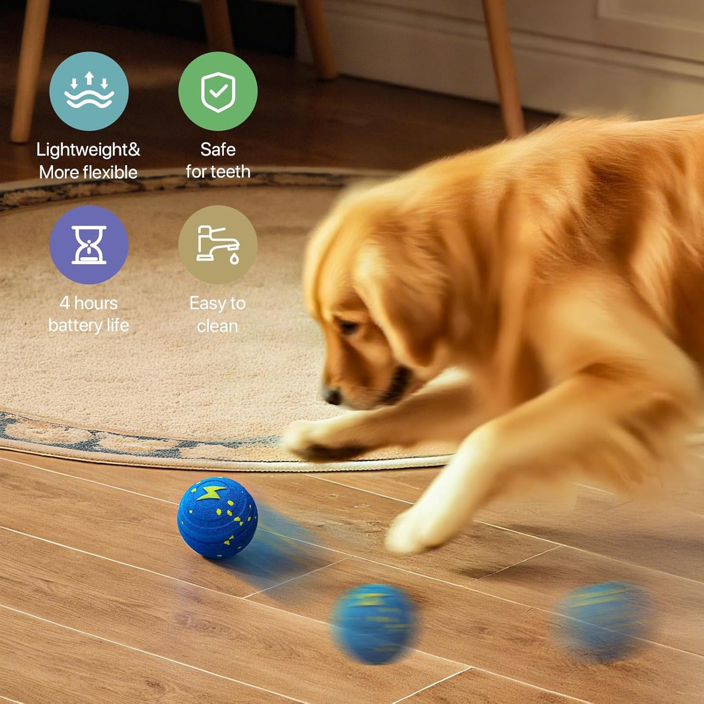 Interactive Dog Toys Balls Moving - Smart Automatic Bouncing Interactive Dog Ball, Durable Pet-Safe E-TPU Material, IPX7 Waterproof, Anti Boredom Dog Toys to Keep Them Busy for Large and Small Dogs