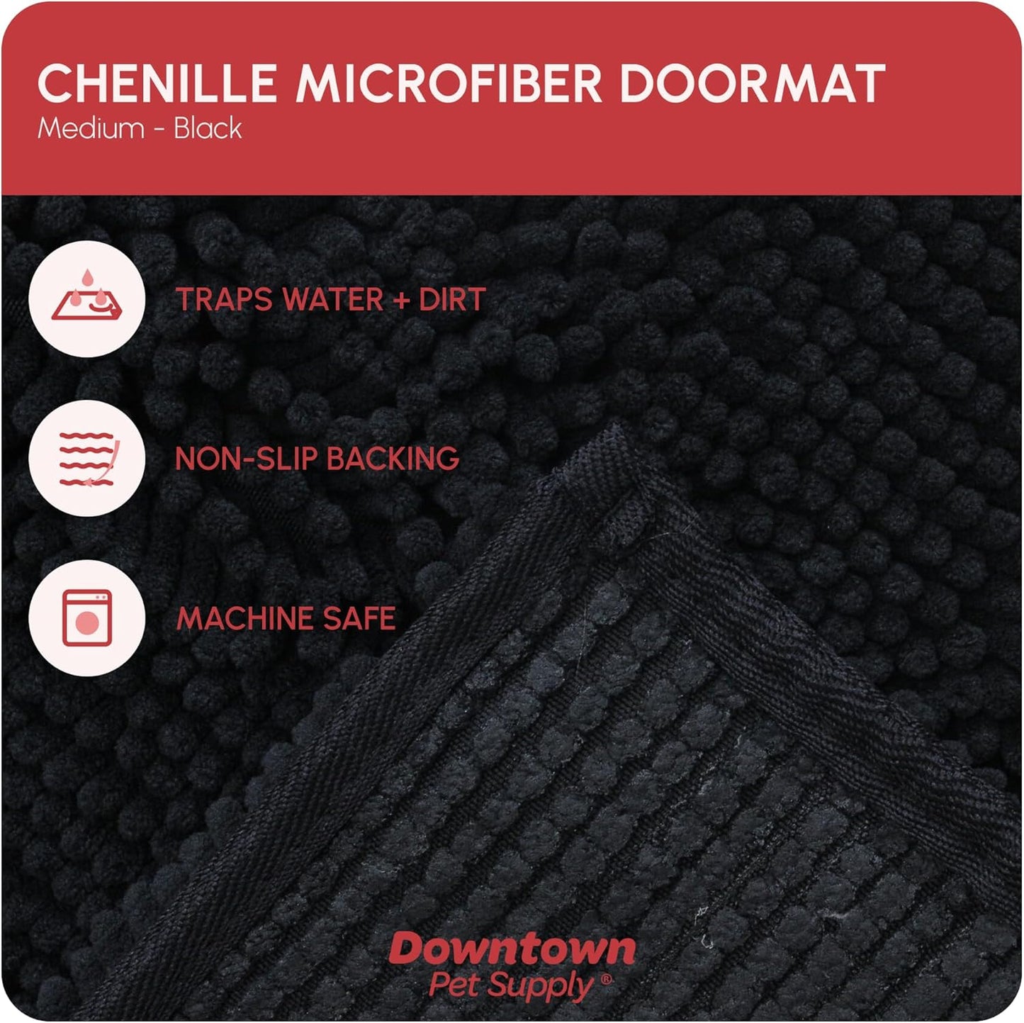 My Doggy Place Microfiber Dog Mat for Muddy Paws, 31" x 20" Black - Absorbent and Quick-Drying Dog Paw Cleaning Mat, Washer and Dryer Safe - Non-Slip Rubber Backed Dog Floor Mat, Medium