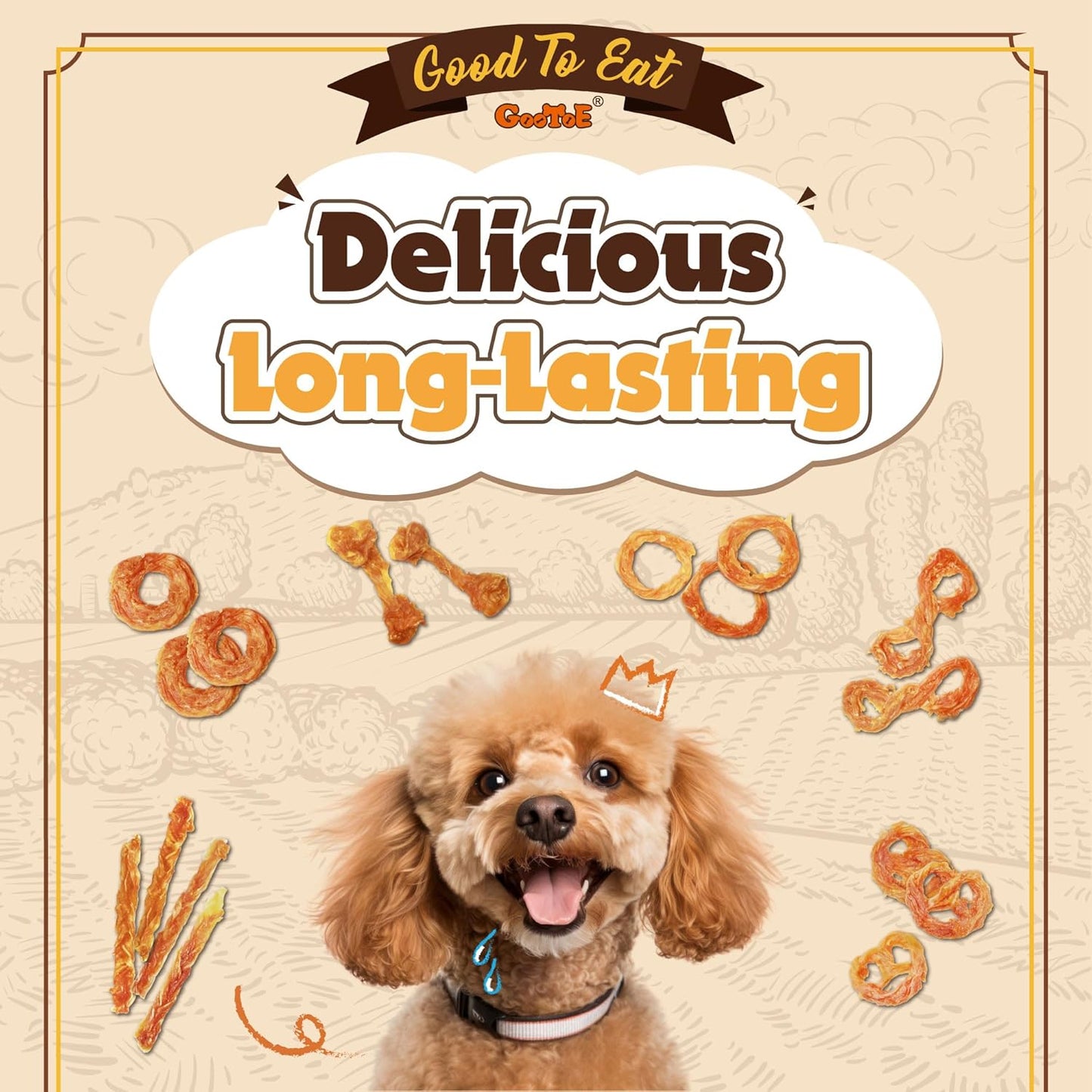 Gootoe Turkey Tendon Dog Treats, Pretzel (S) 6 Pieces per Pack, USA-Sourced Turkey Tendon, Natural Snack, Premium Puppy Chews, Hypoallergenic, Reseal Value Bags, Size for Small Dogs (Pack of 2)