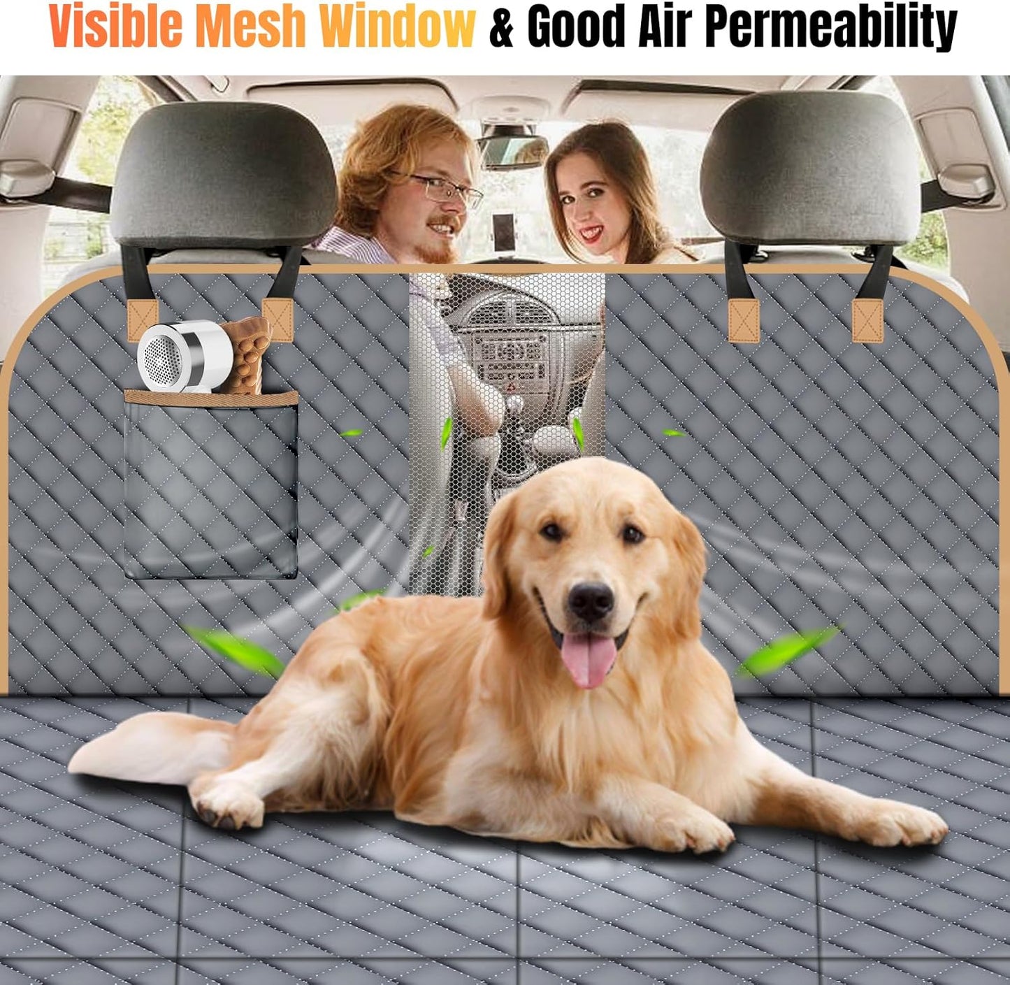 Dog Car Seat Cover for Back Seat, Dog Car Bed Cover with Strong Hard Bottom, Car Back Seat Extender Hammock for Car SUV Truck 4 Panels Gray Color Large Size