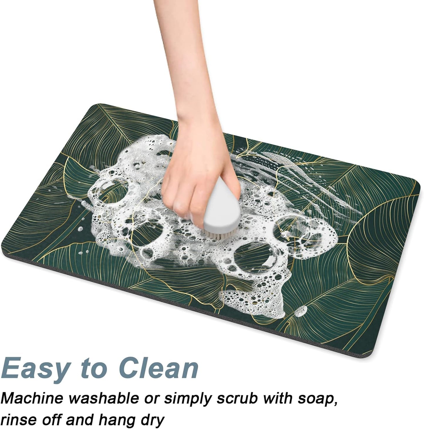 Rnivvi Dog Food Mat, 16" x 24" Flower Absorbent Dog Cat Bowl Mat for Food and Water, Cute Anti-Slip Rubber Pet Feeding Rug Protect Floors, Puppy Placemat for Feeding & Watering Supplies, Tropical