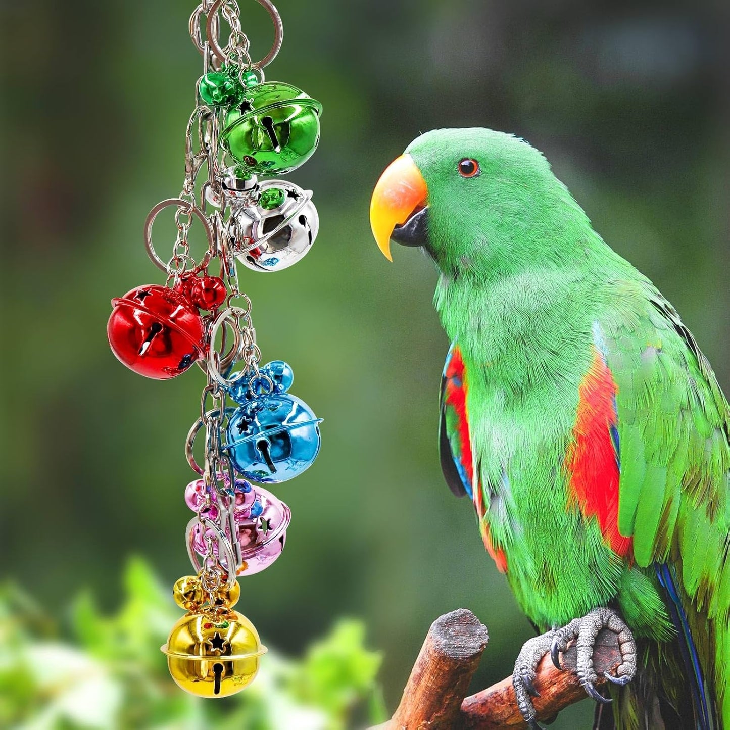 Oooct Bird Swing Bells Toys, Colorful Parrot Metal Bells, Hanging Bird Chewing Toys, Bird Cage Accessories, Suitable for Small to Medium Birds Budgie Lovebirds Conures Parakeets Cockatiels