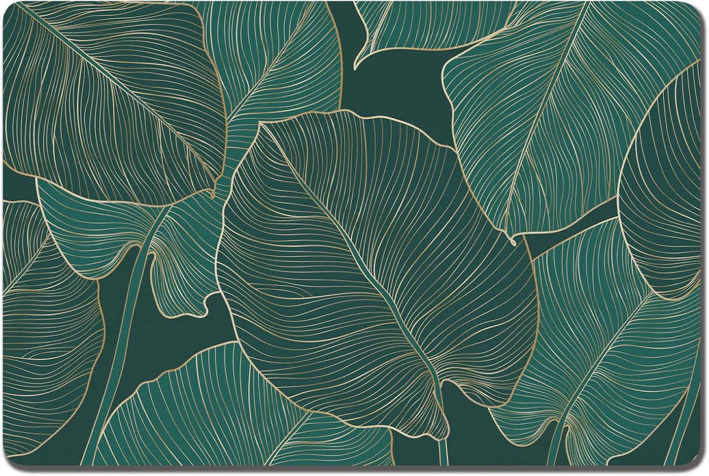 Rnivvi Dog Food Mat, 12" x 19" Flower Absorbent Dog Cat Bowl Mat for Food and Water, Cute Anti-Slip Rubber Pet Feeding Rug Protect Floors, Puppy Placemat for Feeding & Watering Supplies, Tropical