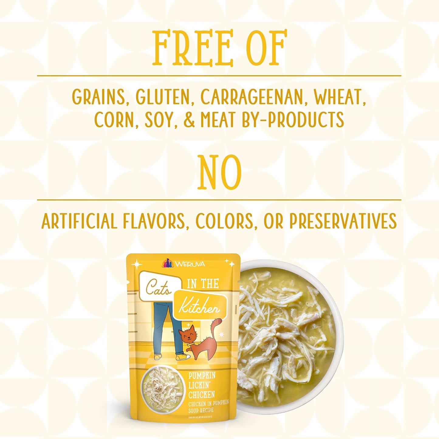 Weruva Cats in The Kitchen, Pumpkin Lickin' Chicken with Chicken Breast in Pumpkin Soup Cat Food, 3oz Pouch (Pack of 12)