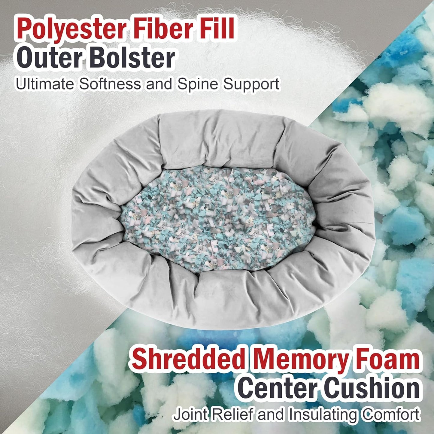 Majestic Pet 24 Inch Suede Shredded Memory Foam Mix Calming Small Dog Bed Washable 24 x 19 x 7 (Inch) - Cozy Soft Round Donut Dog Bed with Spine for Head Support - Pet Bed Rust