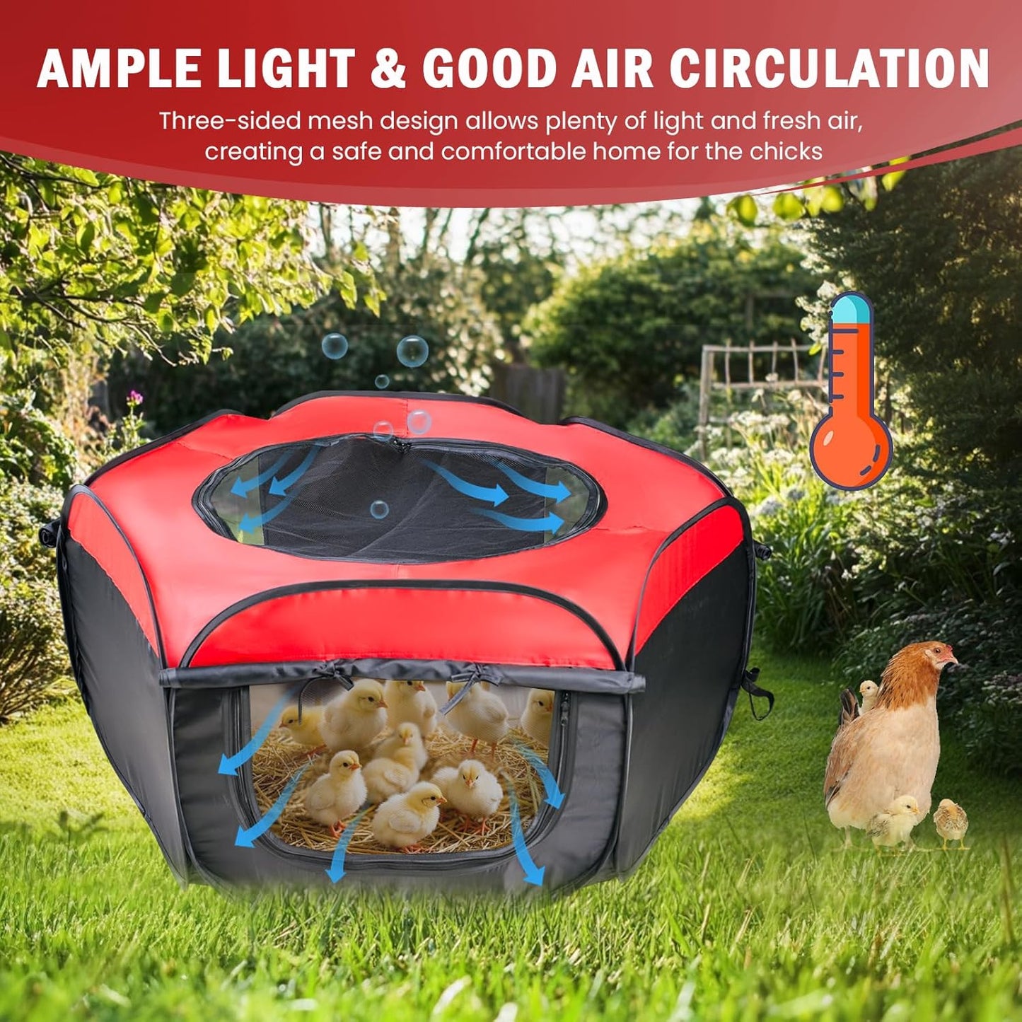 Brooder Box for Chick Starter Kit - Brooder Pen/Baby Chicken Supplies Brooder Box with Ideal Size Brooding Up to 15 Baby Chick, Duck and Quail