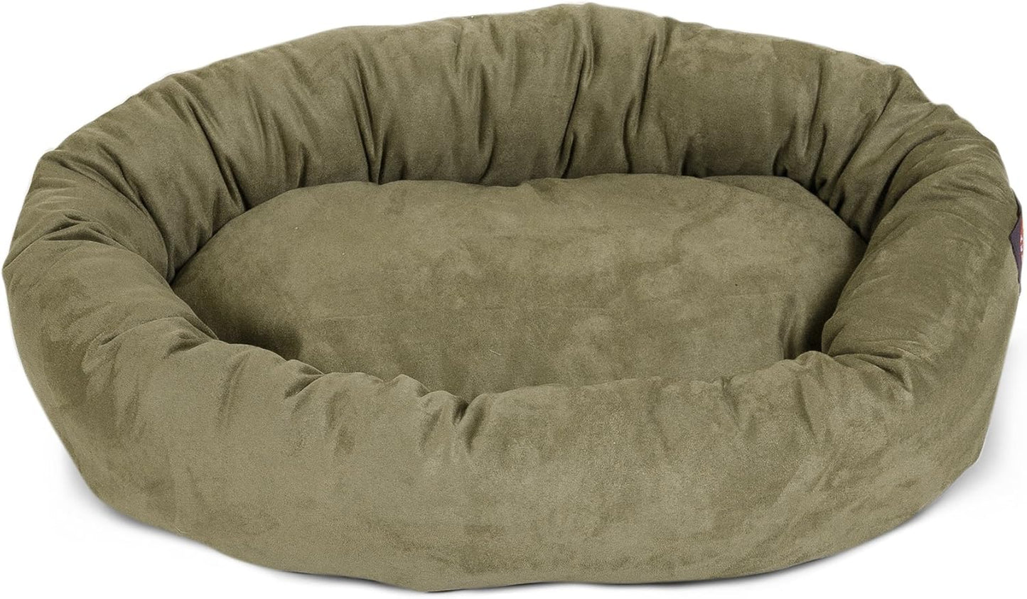 Majestic Pet 32 Inch Suede Calming Dog Bed Washable 32x23x7 (Inch) – Cozy Soft Round Donut Dog Bed with Spine Support for Dogs to Rest Their Head - Pet Bed Medium – Sage