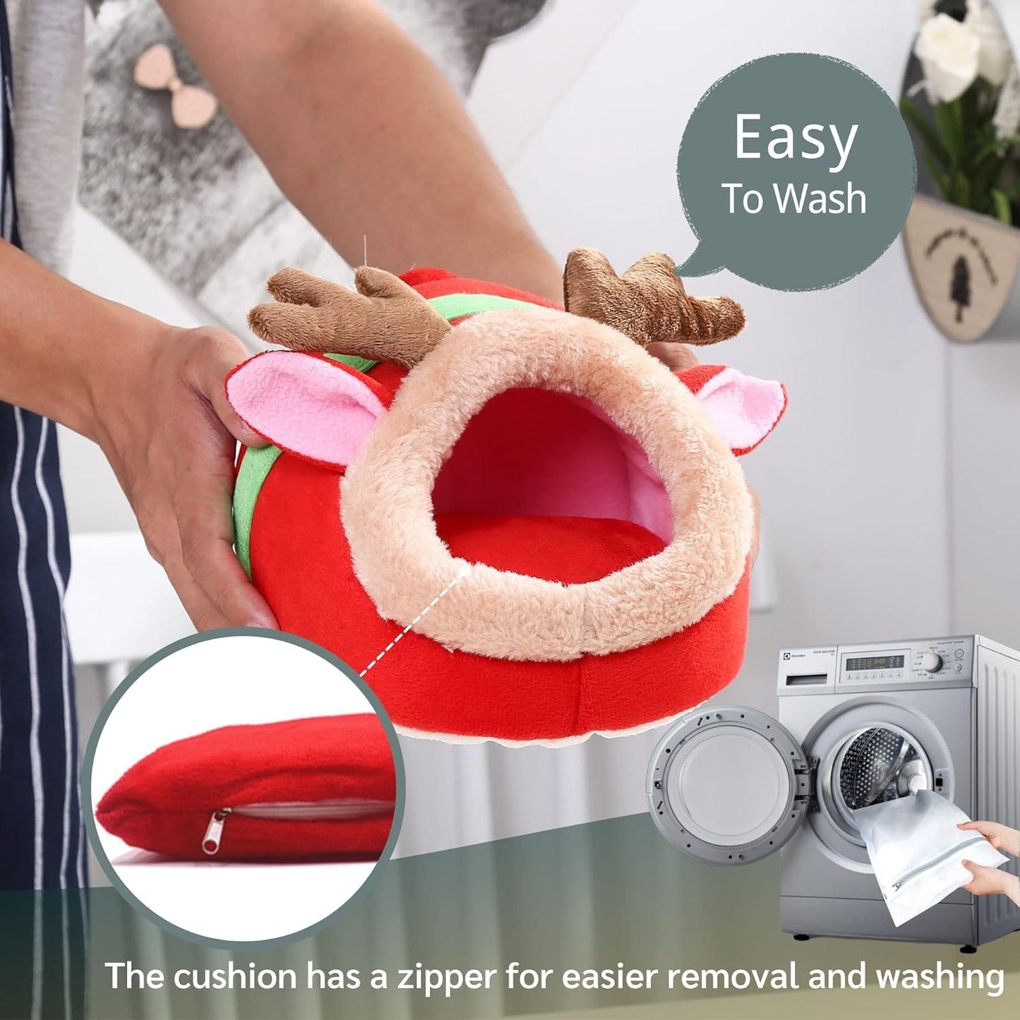 JanYoo Ferret Bed - House Hide & Cage Accessories (S, Reindeer)