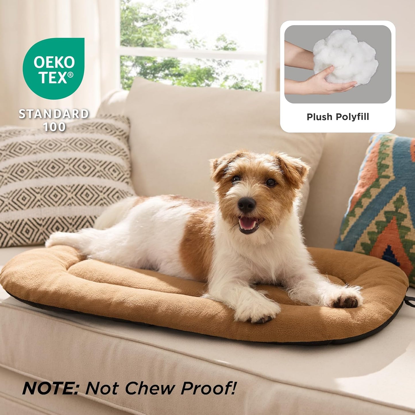 Bedsure Washable Dog Crate Pad for Small Dogs, Anti-Slip Puppy Kennel Dog Bed for Crate - Ultra Soft Fleece Flat Thin Pet Mat (Not Chew Proof), Brown 23"x17"