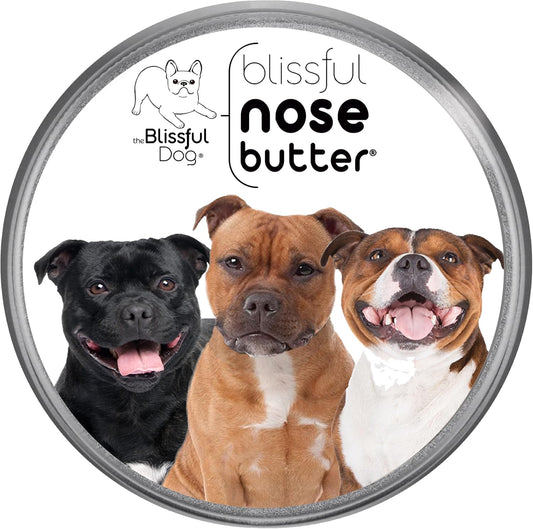 The Blissful Dog Staffordshire Bull Terrier Nose Butter for Dry, Cracked Skin, Lick-Safe Dog Nose Balm with Moisturizing Shea Butter, Almond, Olive, and Essential Oils, Pet Supplies, Uncented, 1 oz.