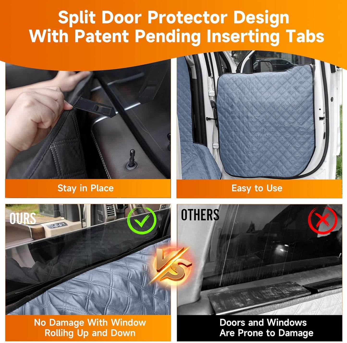 XL Dog Truck Seat Cover with Car Door Protector - Waterproof Full Coverage Back Seat Cover for Trucks with Flip-Up Rear Seats, Fits Full-Size Crew Cab Models Like F150 & F250