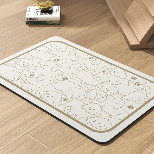 Pet Feeding Mat-Absorbent Dog Mat for Food and Water Bowl-No Stains Quick Dry Water Dispenser Mat-Dog Accessories Pet Supplies-Bowl for Messy Drinkers（FRAMEDOGS,17"x34"