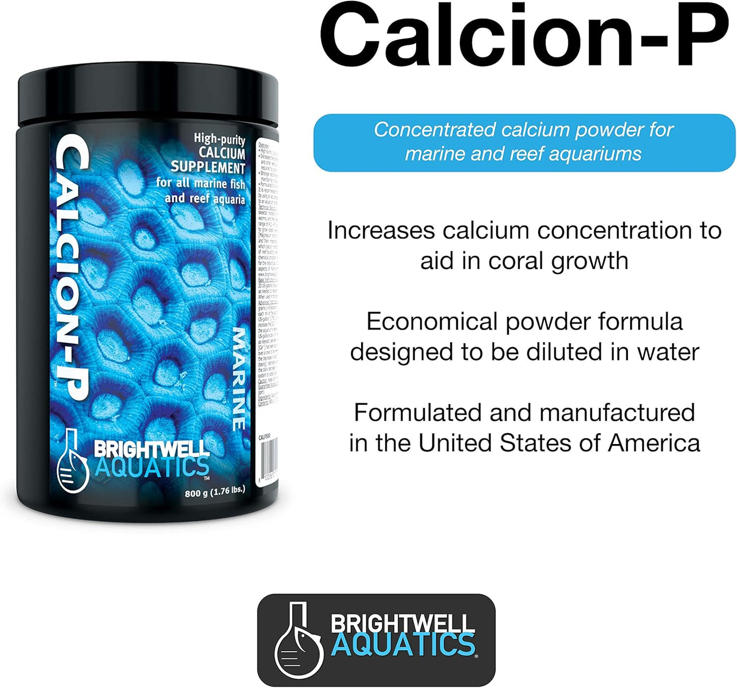 Brightwell Aquatics Calcion-P - Powdered Calcium Supplement for Marine Aquariums, 200 grams