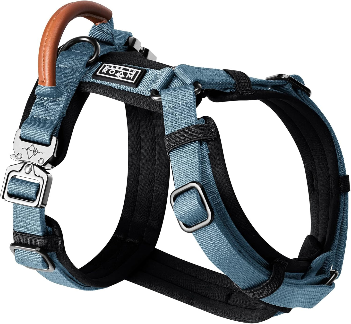 MADE TO ROAM Premium Explorer Harness - Y-Shaped Dog Harness with Adjustable Durable Nylon, Soft Padding, Metal Buckles and Leather Handle for Small, Medium, Large Dogs (California Horizon, Size 3)