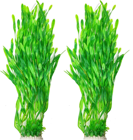 25.98 Inch Tall Aquarium Plants – Large Lifelike Artificial Fish Tank Decorations, 2 Pcs Fish Tank Plants Plastic，Durable & Safe for Freshwater/Saltwater Aquariums (Green (Style B))
