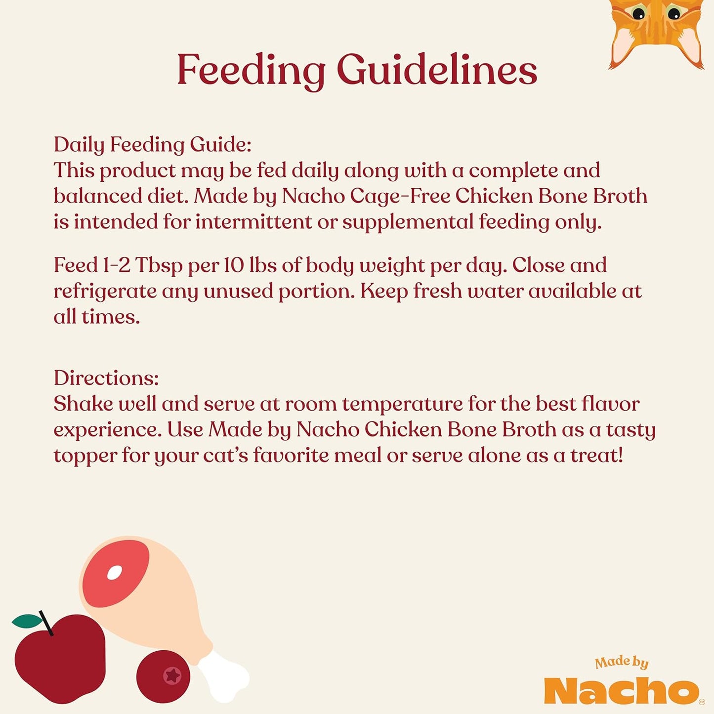 Made by Nacho Bone Broth Cat Food Topper for Hydration and Picky Eaters - Add Protein and Flavor to Your Dry Cat Food – Supports Optimal Nutrition, Digestion, Skin & Coat, 11 oz. (Pack of 4), Chicken