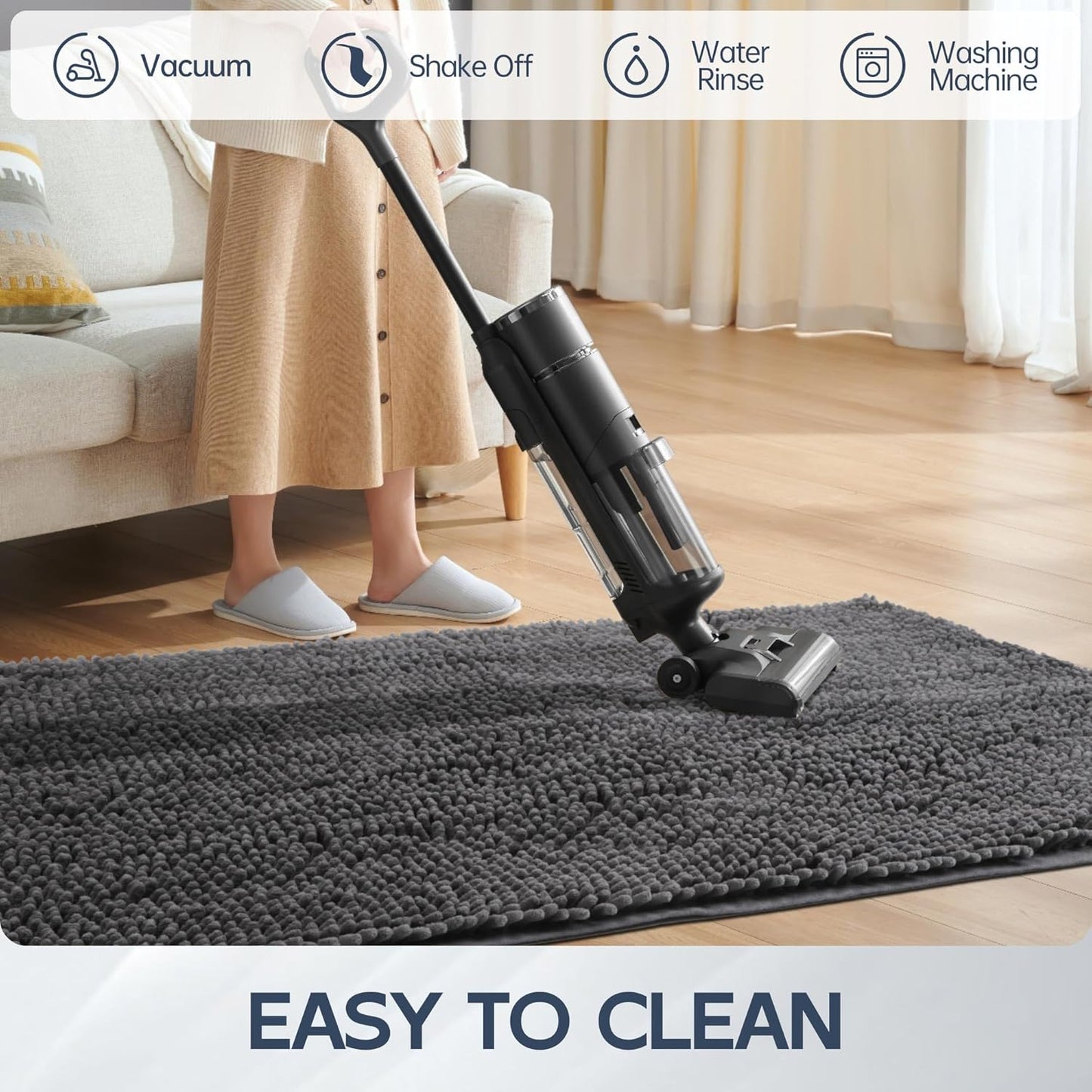 Dog Door Mat for Muddy Paws, 72" x 48" Chenille Absorbent Front Door Mat Inside, Large Runner Mud Mat for Dogs, Trap Dirt Washable Non Slip Outdoor Indoor Entrance Doormats, Grey