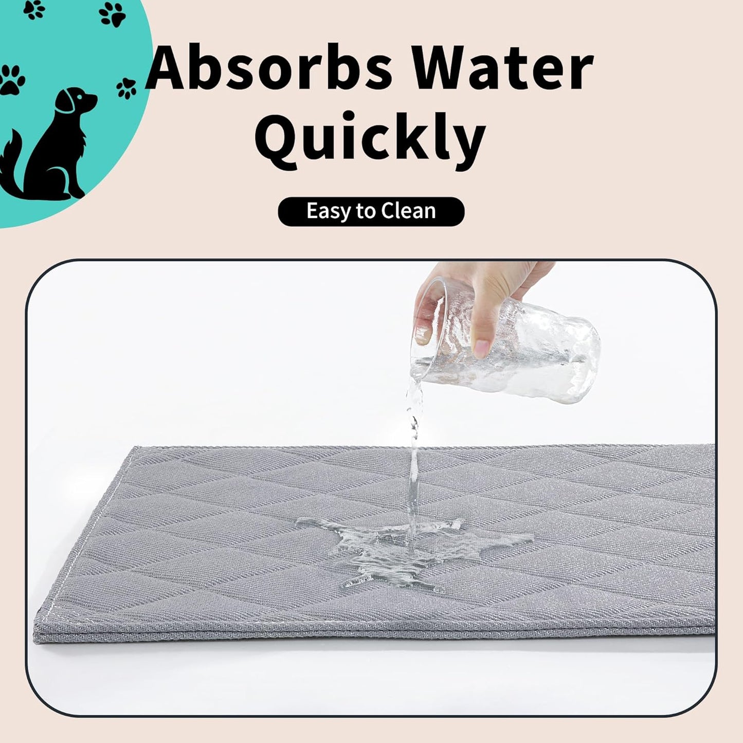 MABOZOO Indestructible Dog Beds - Chew Proof Crate Pad for Aggressive Chewers, Machine Washable Quilted Mat, Durable for Small Dogs, Grey Kennel Pad (28x47 in)