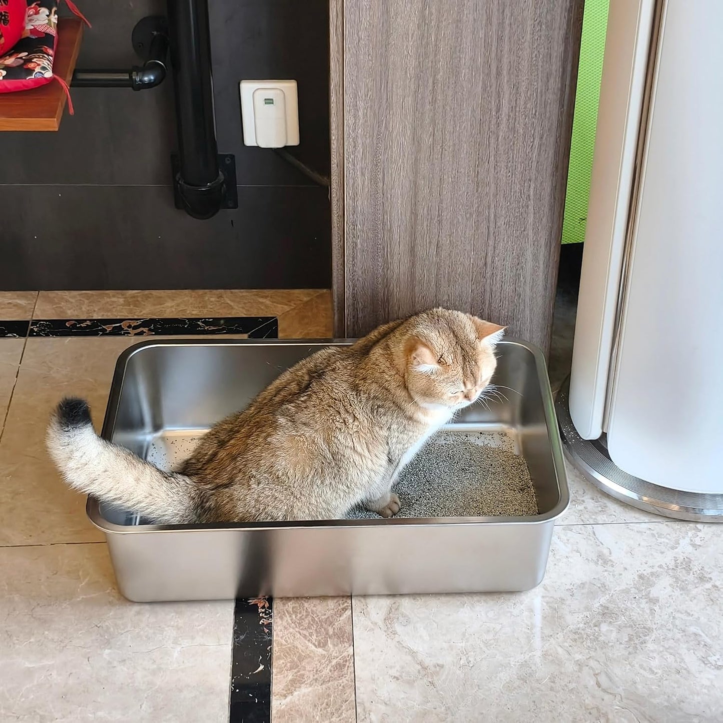 Stainless Steel Litter Box-Metal Litter Box Large for Cats Easy to Clean,Large Metal Cats Box Litter, Litter Boxes for Cat/Kitty/Rabbits,Non Stick, No Smell
