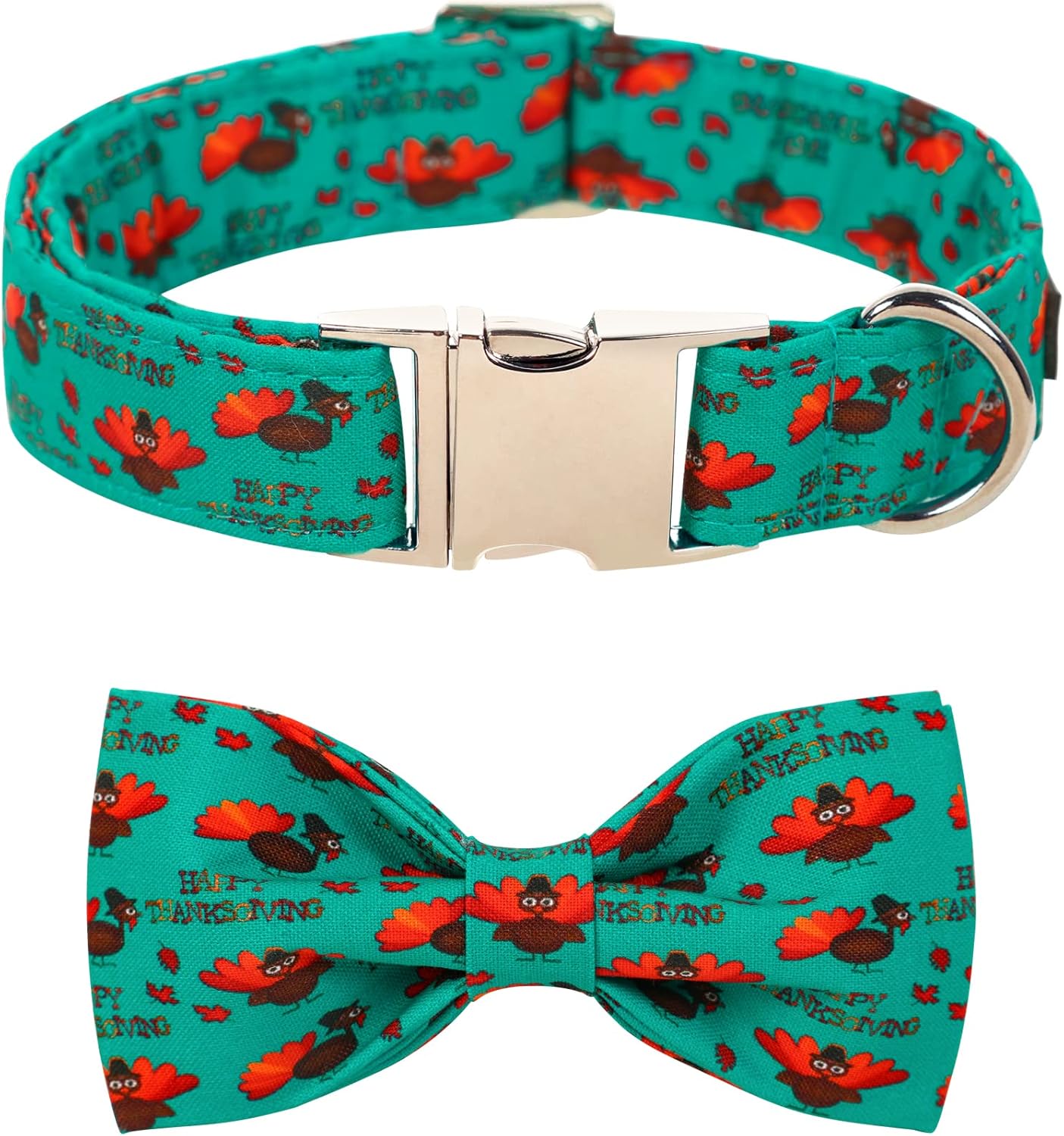 Lionet Paws Thanksgiving Day Dog Collar with Bowtie, Dog Bowtie Collar with Metal Buckle for Dogs and Cats, Adjustable Comfortable Turkey Dog Collar Girl Boy Gift，XXS, Neck 7-11 in