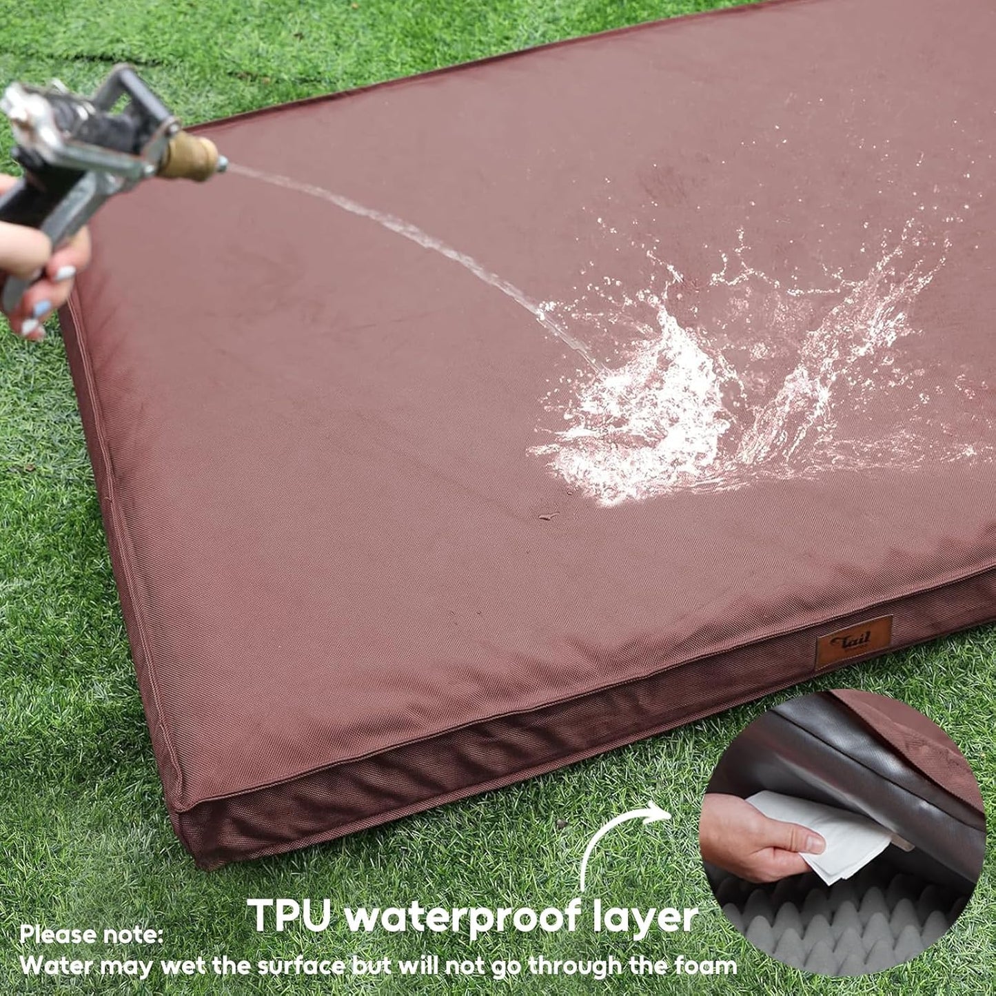 Outdoor Dog Bed for Medium Dogs, Waterproof Dog Crate Bed for Puppy Beds, Orthopedic Egg Crate Foam Pet Bed with Washable and Removable Oxford Cover, Pink