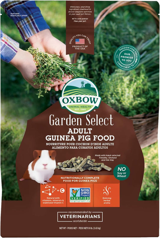 Oxbow Garden Select Guinea Pig Food, Adult, Made Timothy Hay for Guinea Pig, Pet Food Pellets with Vitamin C, Non-GMO, Small Animal Pet Products, Made in USA, High Fiber, 8 lb. Bag