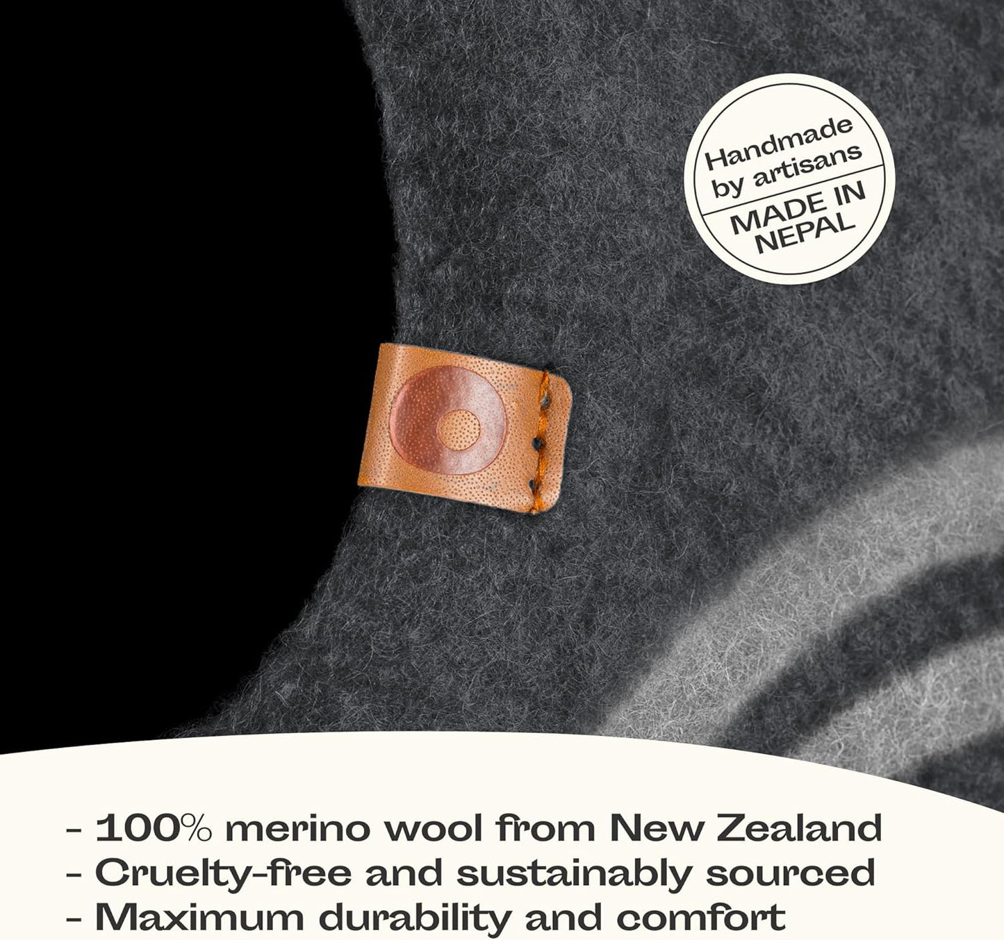 MEOWFIA Cat Cave – Premium Felt Cat Bed for Indoor Cats, Handmade 100% Merino Wool (Medium, Dark Grey)