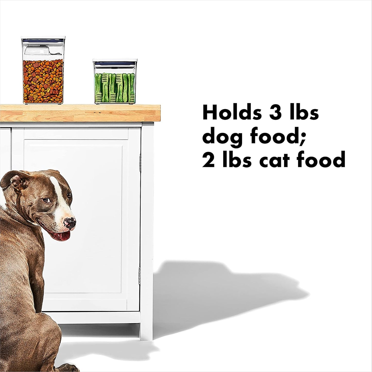OXO Good Grips Pet POP Container – 2.8 Qt/2.6 L |Ideal for up to 3lbs of Dog Food or 2lbs of Cat Food | Airtight Dog and Cat Food Storage Container | BPA Free