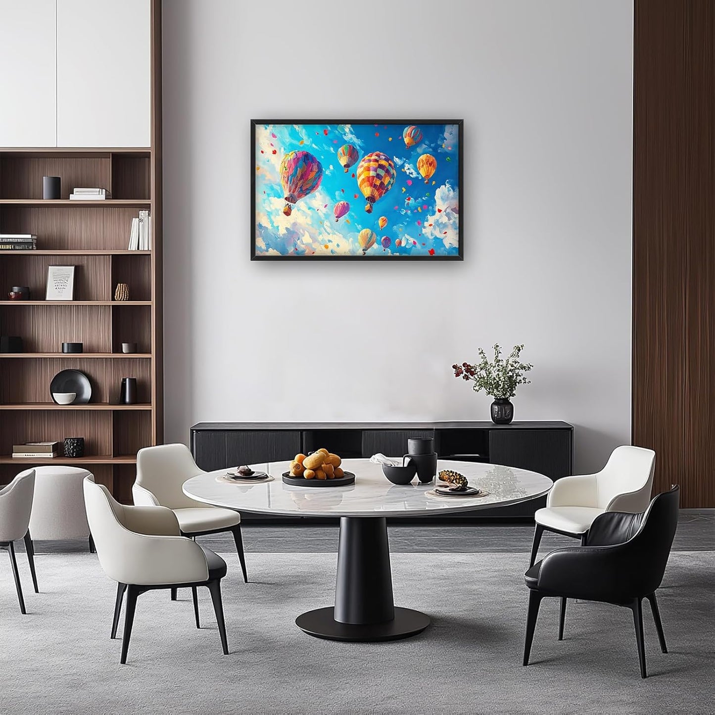 Hot Air Balloon Large Wall Art for Living Room, Framed Oversized Hot Air Balloon Wall Decor Colorful Sky Canvas Painting Modern Artwork for Living Room Bedroom Office Dinging Room 36"x24"