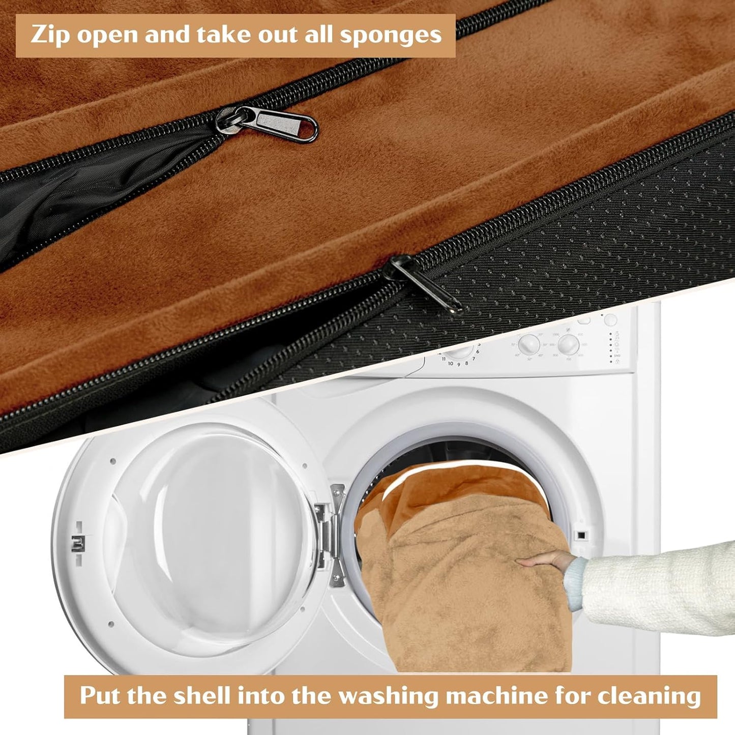 Comfort Expression Large Dog Beds Waterproof Orthopedic Foam Dog Sofa Beds Comfy Pet Bed with Washable Removable Cover & Non-Slip Bottom(Large,Caramel)