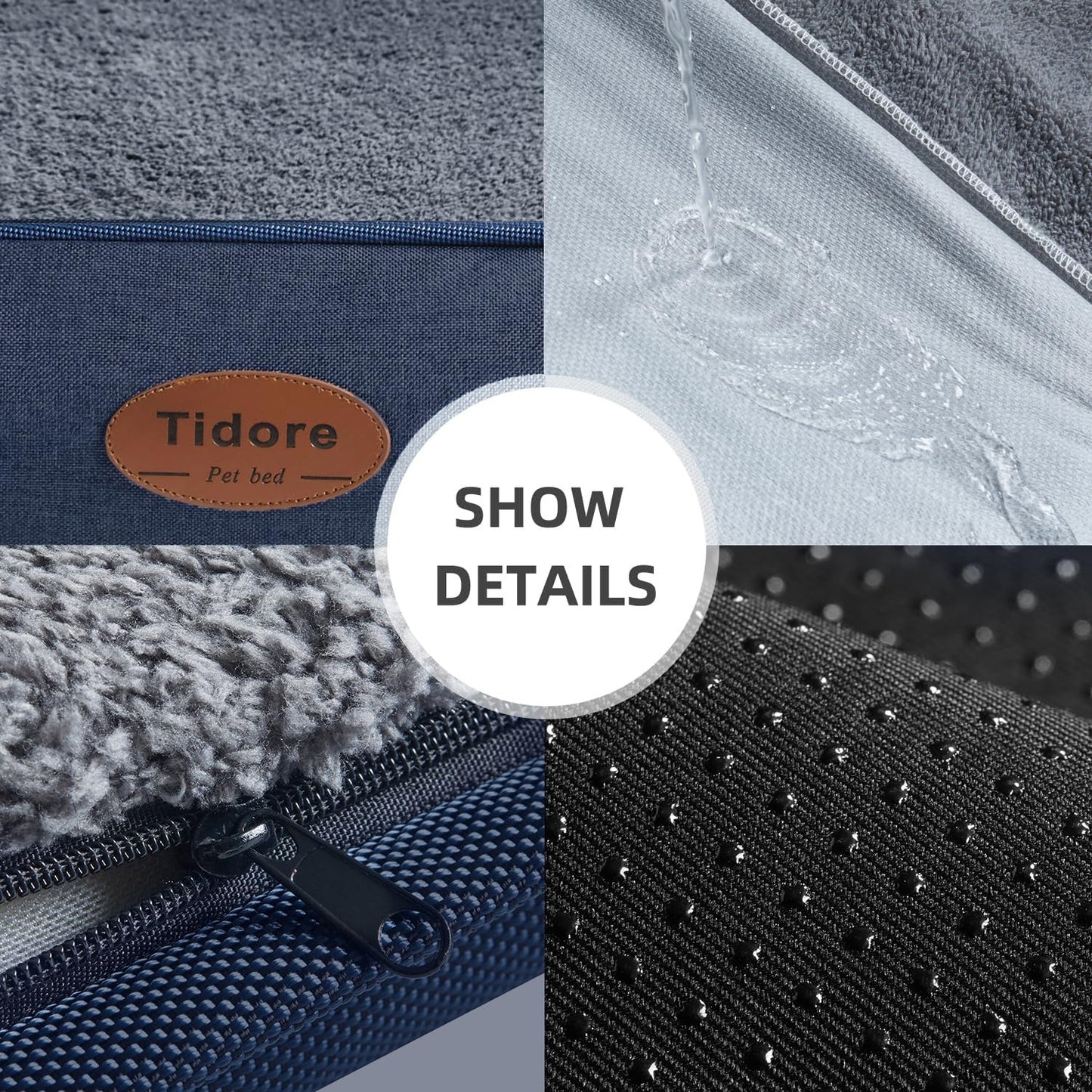 Orthopedic Dog Beds for Medium Dogs, Durable Egg Crate Foam Sofa Dog Bed wit Washable Removable Cover,Waterproof Lining,Pet Bed for Large Dogs (Navy Blue, 39.4" L x 31.5" W x 7.4" Th)