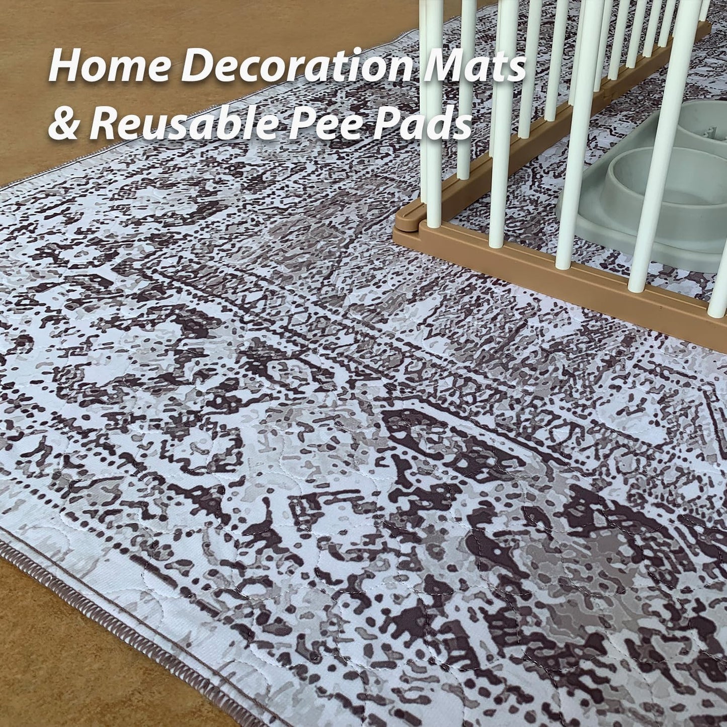 nunubaby 4PACK Washable Pee Pads for Dogs, Stylish, Non-Slip and Leak-Proof Pee Pads. Reusable Potty Pads for Dogs for Crates and Floors.(Brown/Geo, 24" x36")