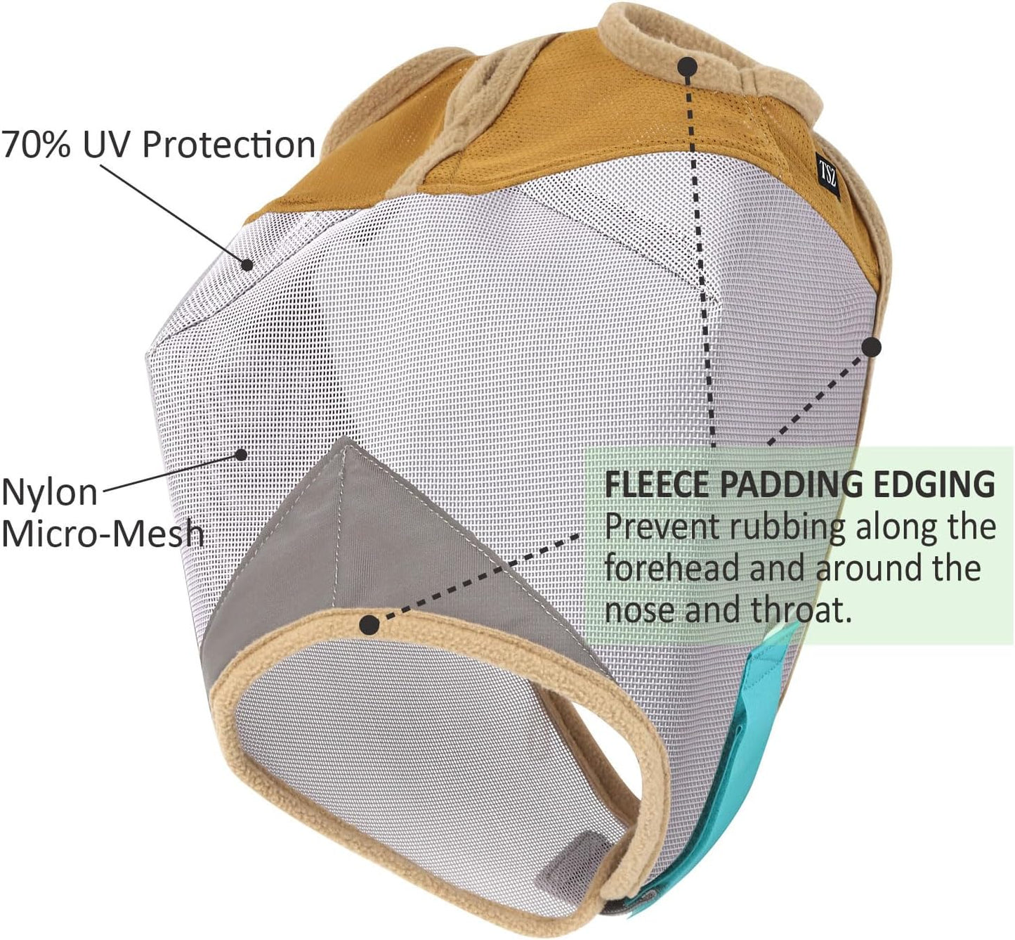 Fly Masks for Horses, 70% Uv-Block, Breathable Fly Mask for Equines, Durable, Comfortable Fit for All-Day Protection, Horse Size (Horse Fly Mask, Standard)