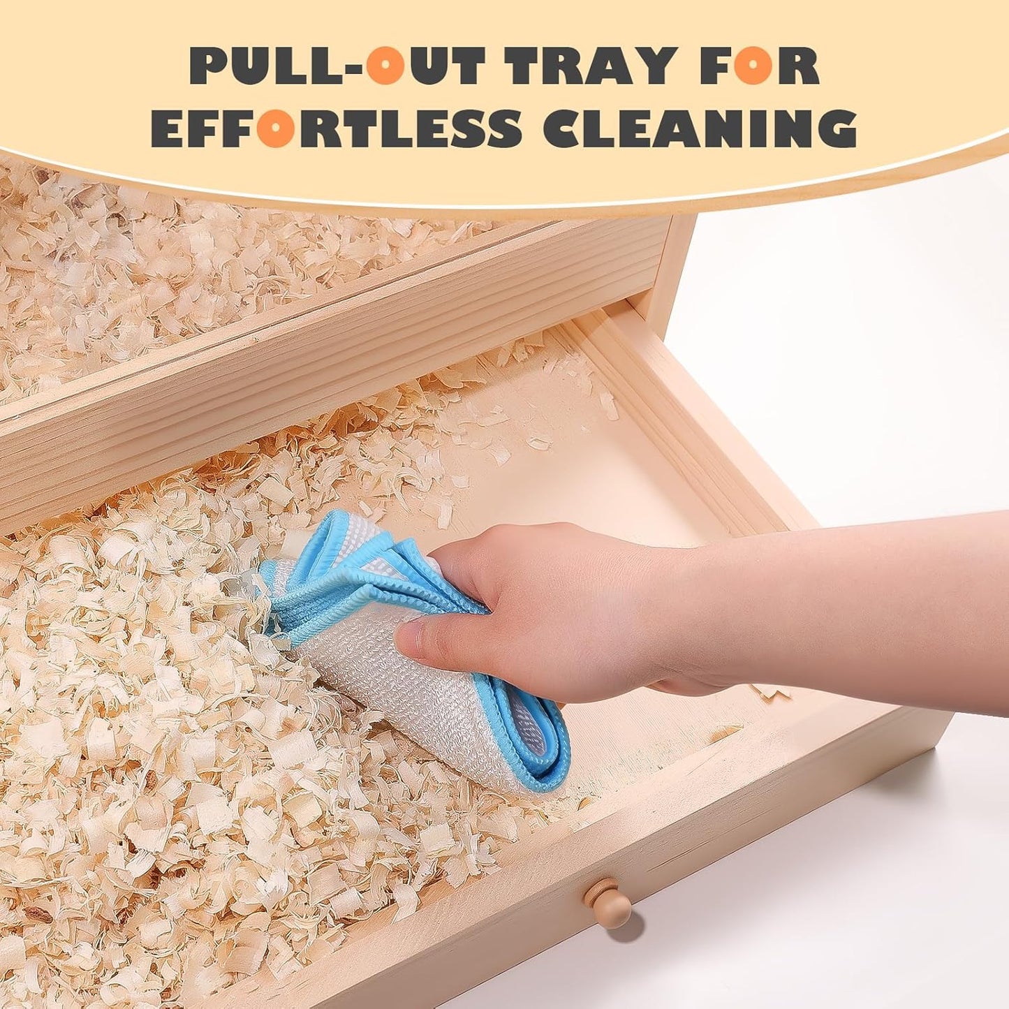 Wooden Hamster Cage with Pull-Out Tray, Small Animal Habitat with Double Skylight Doors for Gerbil, Mouse, Guinea Pig, Rat, No Accessories (31.5" L x 15.7" W x 15.7" H)