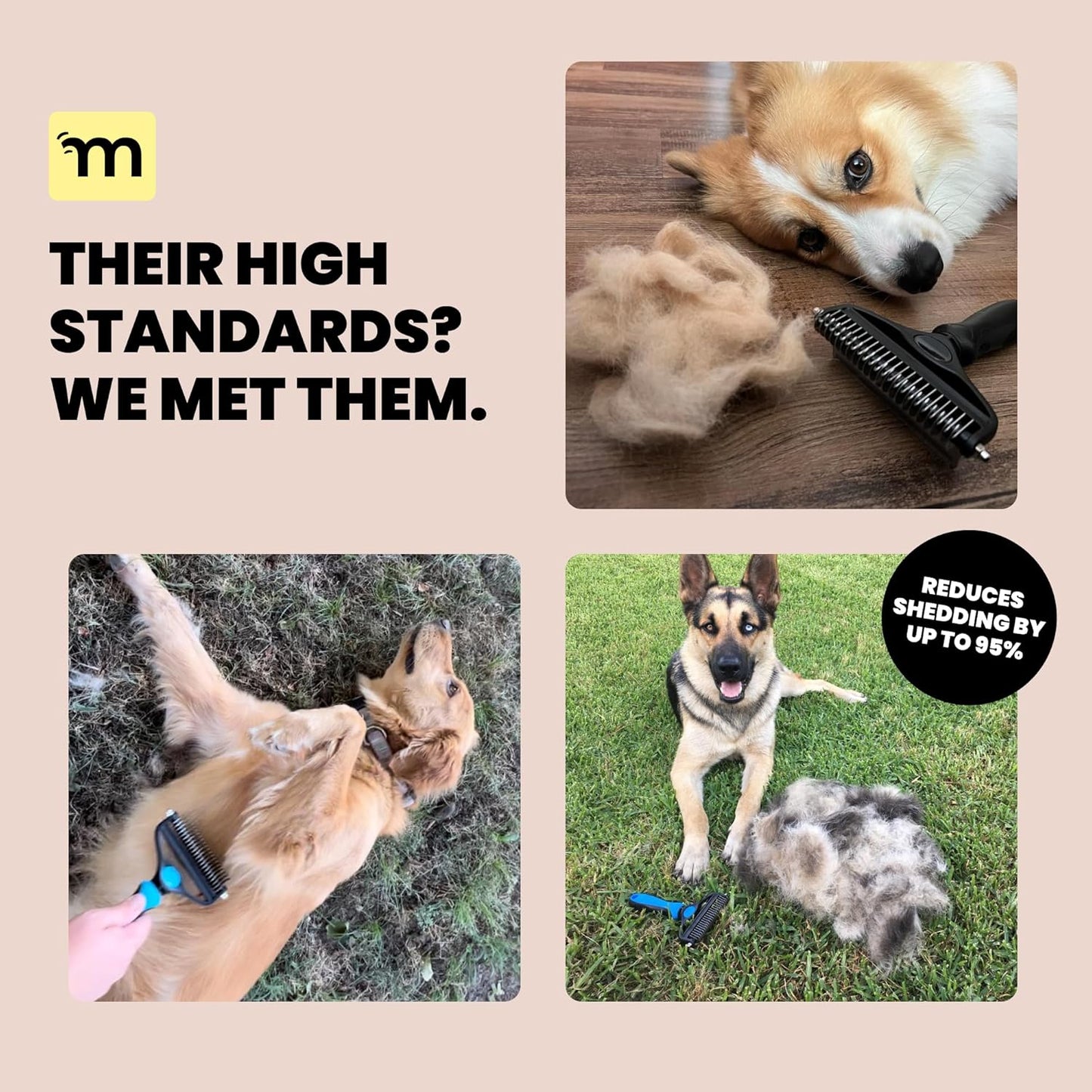 MalsiPree Dog Brush for Shedding - Large, Blue, 2-in-1 - Deshedding Dog Grooming Brush & Undercoat Rake with Dematting Comb for medium to Large Double Coated