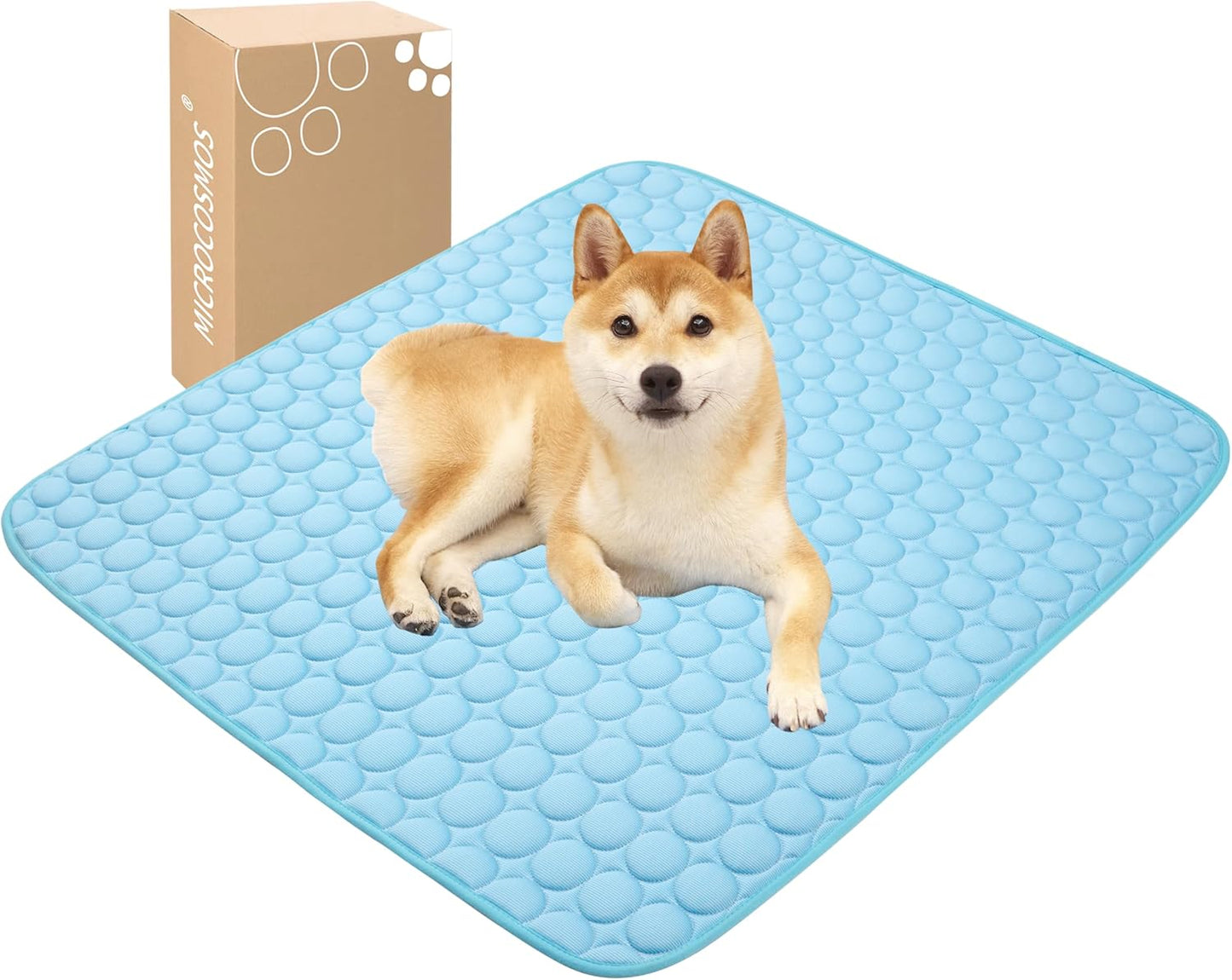 MICROCOSMOS Summer Cooling Mat & Sleeping Pad- Water Absorption Top, Materials Safe, Easy Carry, EZ Clean. Keep Cooling for Pets, Kids and Adults.(Blue, 36" x36")