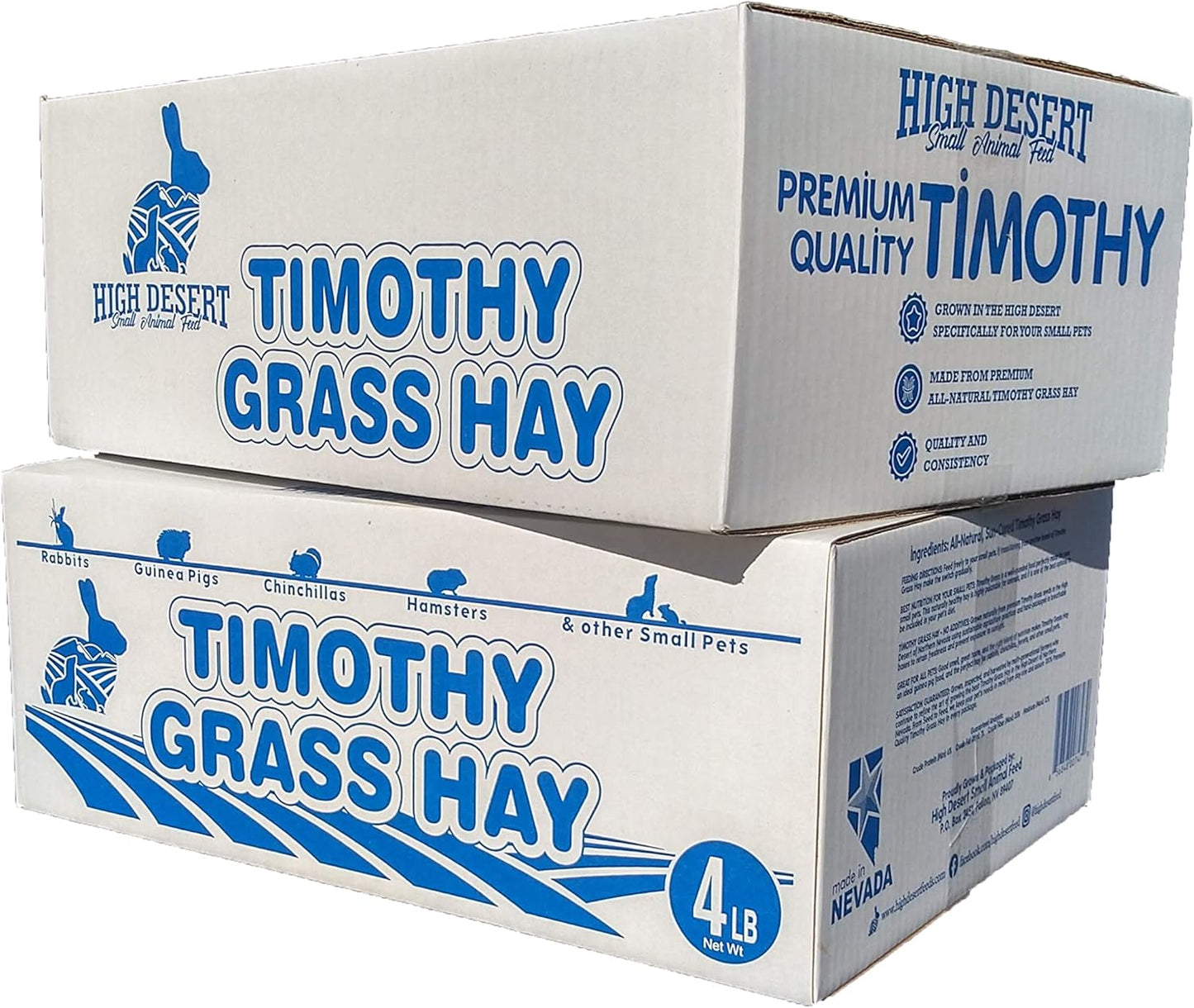 High Desert 2nd Cutting Timothy Grass Hay for Rabbits, Guinea Pigs, Chinchillas & Small Pets – Premium Hand-Packed Natural Hay, High-Fiber, Additive-Free, Grown in USA – 4 lb Box