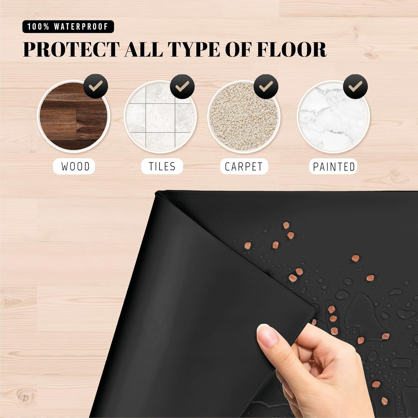 AVERYDAY 32x24'' Silicone Dog Mat for Food and Water, 0.63'' Edge Dog Food Bowl Mats for Floor Waterproof, Dogs Water Mat for Sloppy Drinker, Non Slip Rubber Pet Feeding Mats for Indoor Dogs and Cats