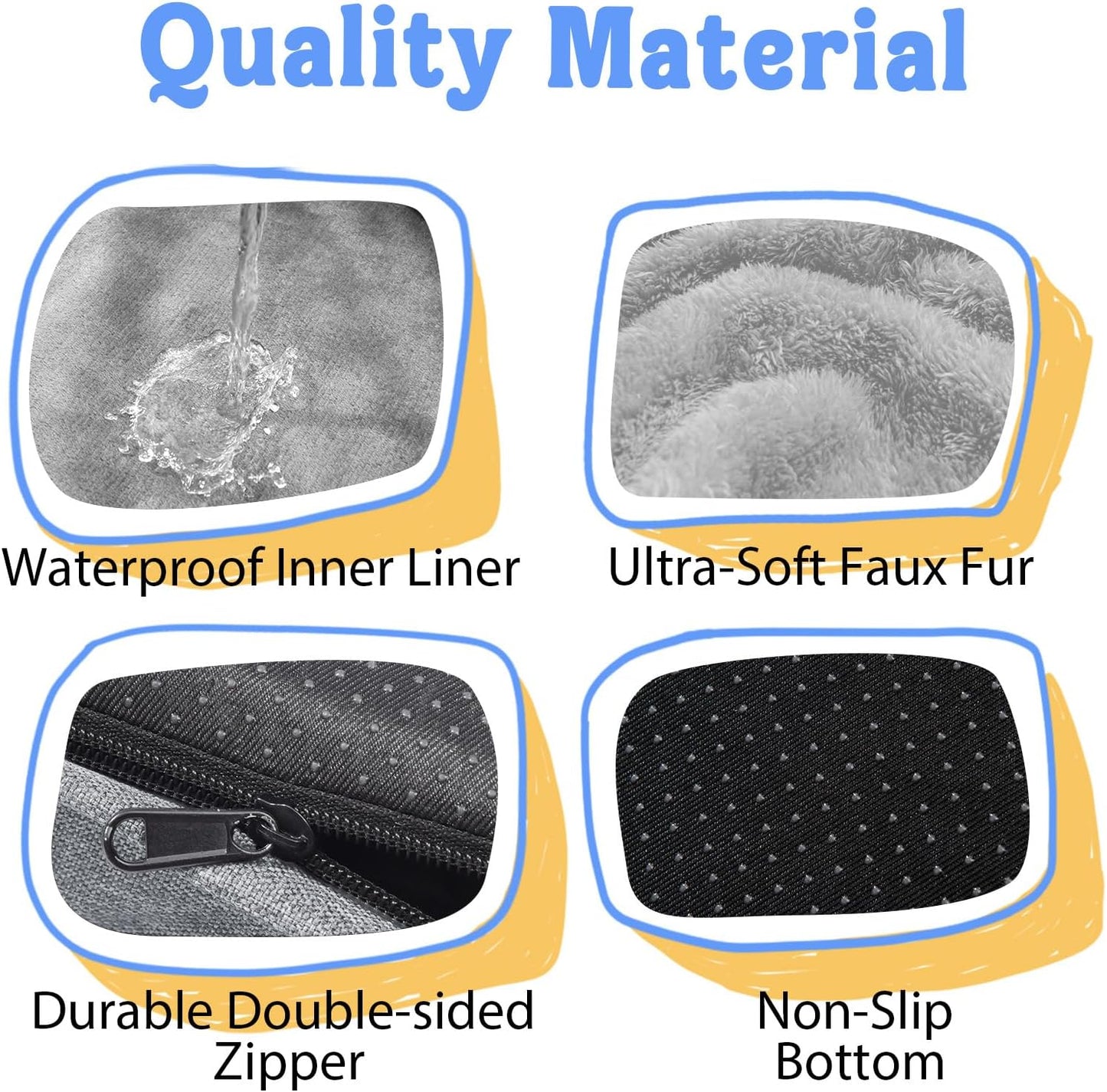 Orthopedic Washable Large Dog Bed - Egg Foam Dog Beds for Large and Medium Dogs Big Pet Beds with Removable Washable Cover and Bolster for Extra Large Dogs