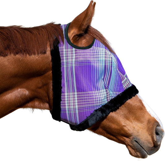 Kensington UV Fly Mask with Fleece Trim - Protective Mask with Dual Ear Opening & Forelock Freedom - Medium, Lavender Mint